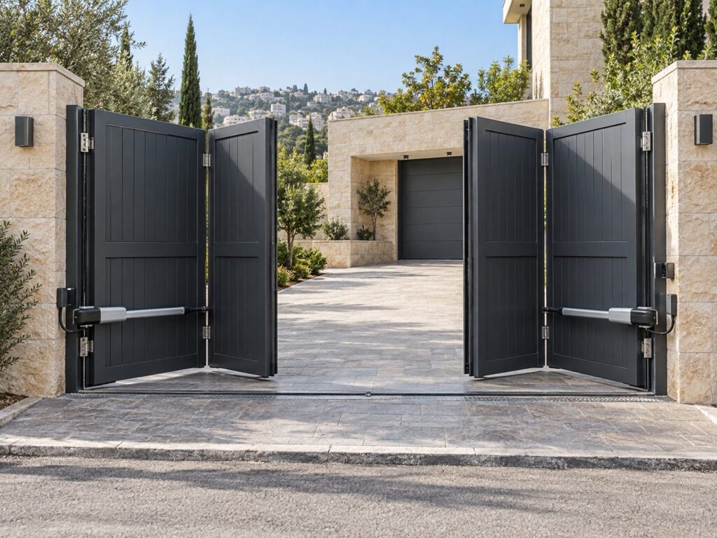 שער מתקפל חשמלי בעל ארבע כנפיים