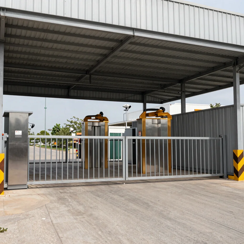 Heavy-duty industrial gate for a factory entrance in Israel, robu
