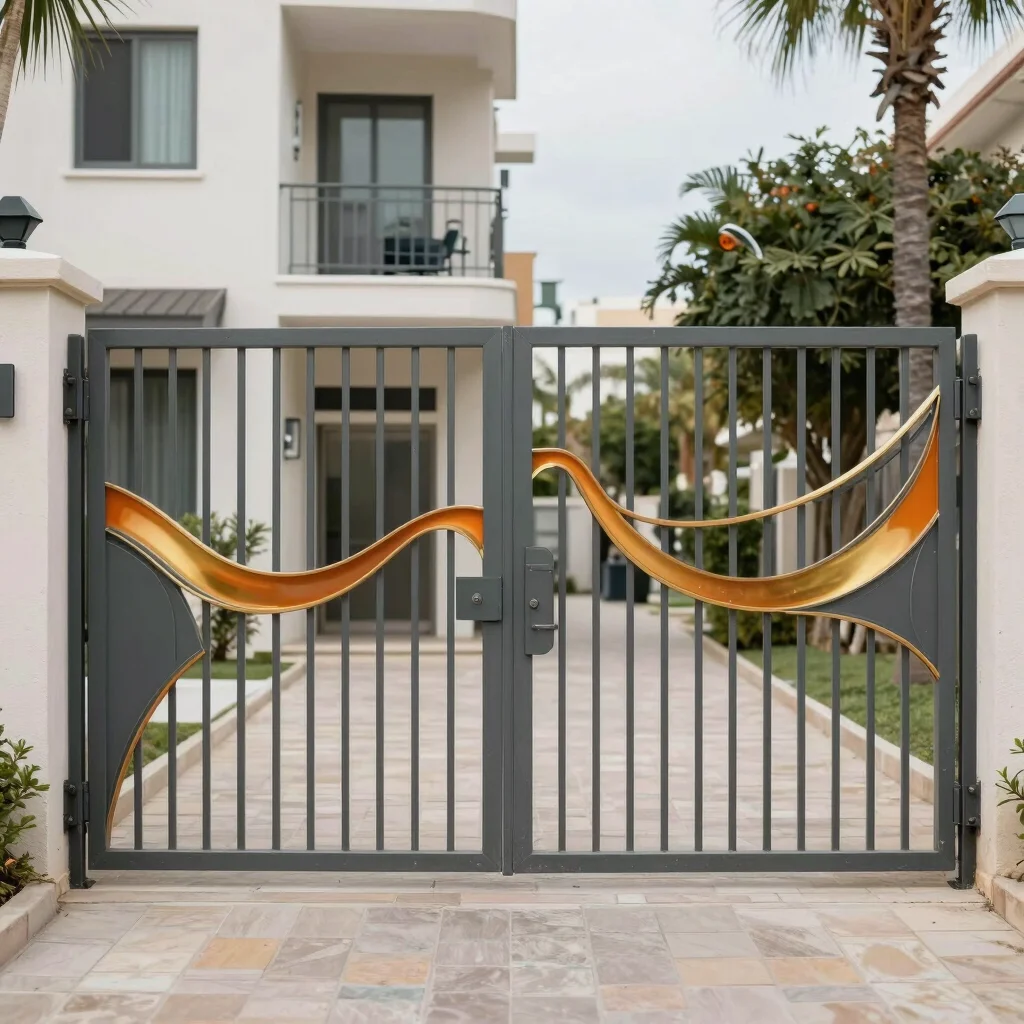 Custom-designed swing gate for a residential building in Tel Aviv